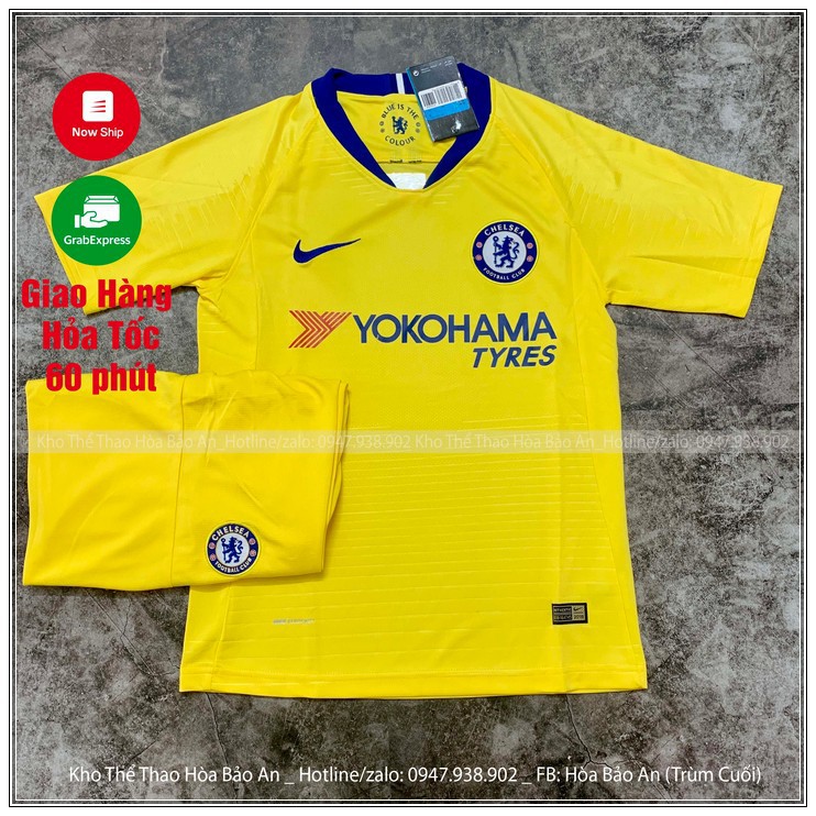 SALE KHỦNG Bộ Quần Áo Đá Banh CLB Chelsea sân khách màu vàng 2018/2019