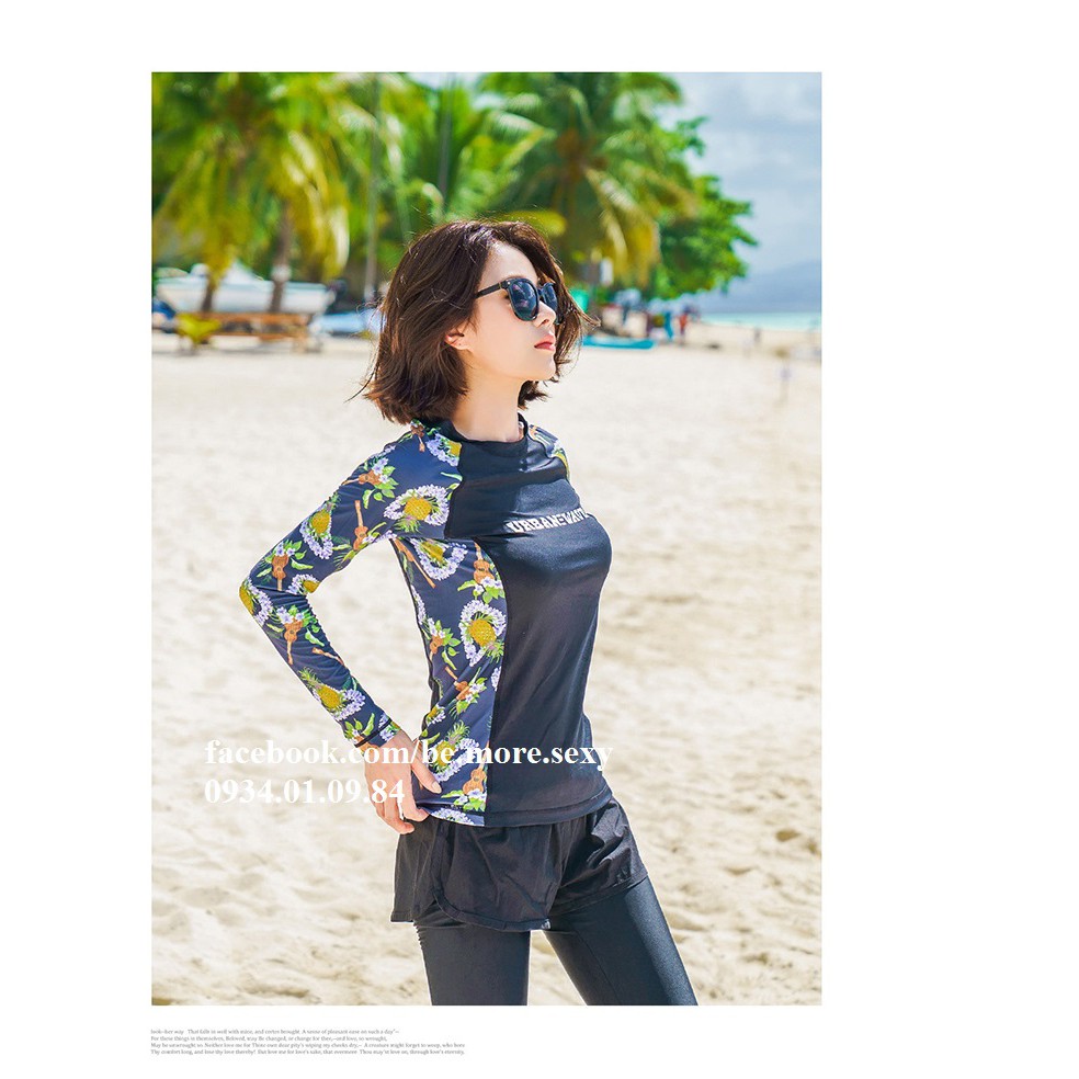 Đồ bơi dài tay nữ hoa quần dài | BigBuy360 - bigbuy360.vn