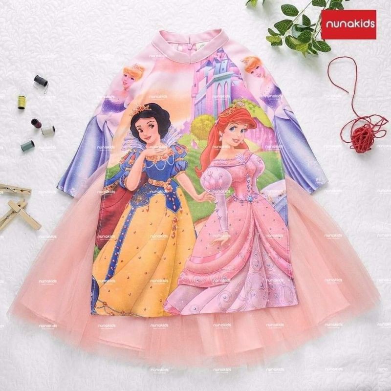 Áo Dài Họa Tiết Công Chúa Cao Cấp Hàng Độc Quyền Nunakids - Áo dài đẹp cho bé diện tết xinh