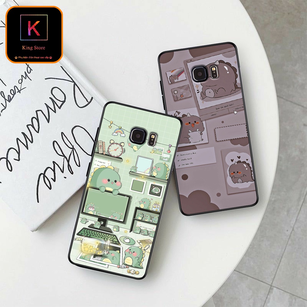 Ốp lưng Samsung S6 - Samsung S6 Edge - Samsung S6 Edge+ - Ốp in hình khủng long DinoCute - Lưng nhám viền TPU