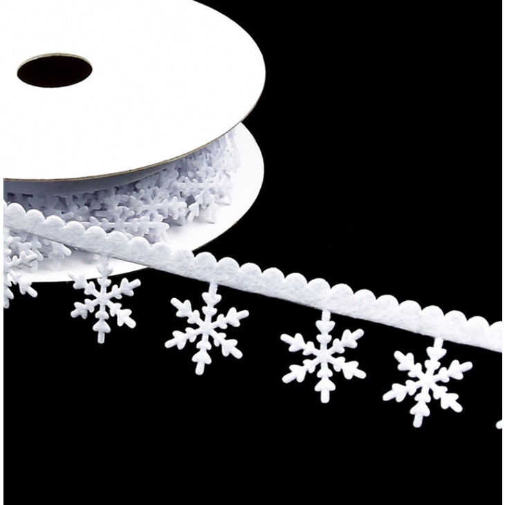 Ruy Băng Hoa Tuyết Trắng Trang Trí Handmade, Trang Trí Giáng Sinh