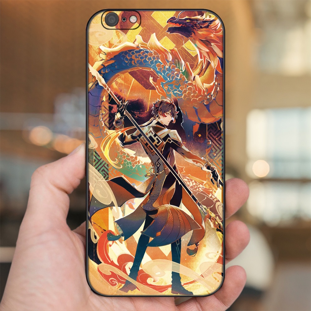Ốp lưng iPhone 6 Plus, 6s Plus dẻo đen cạnh vuông in hình Zhongli Genshin Impact