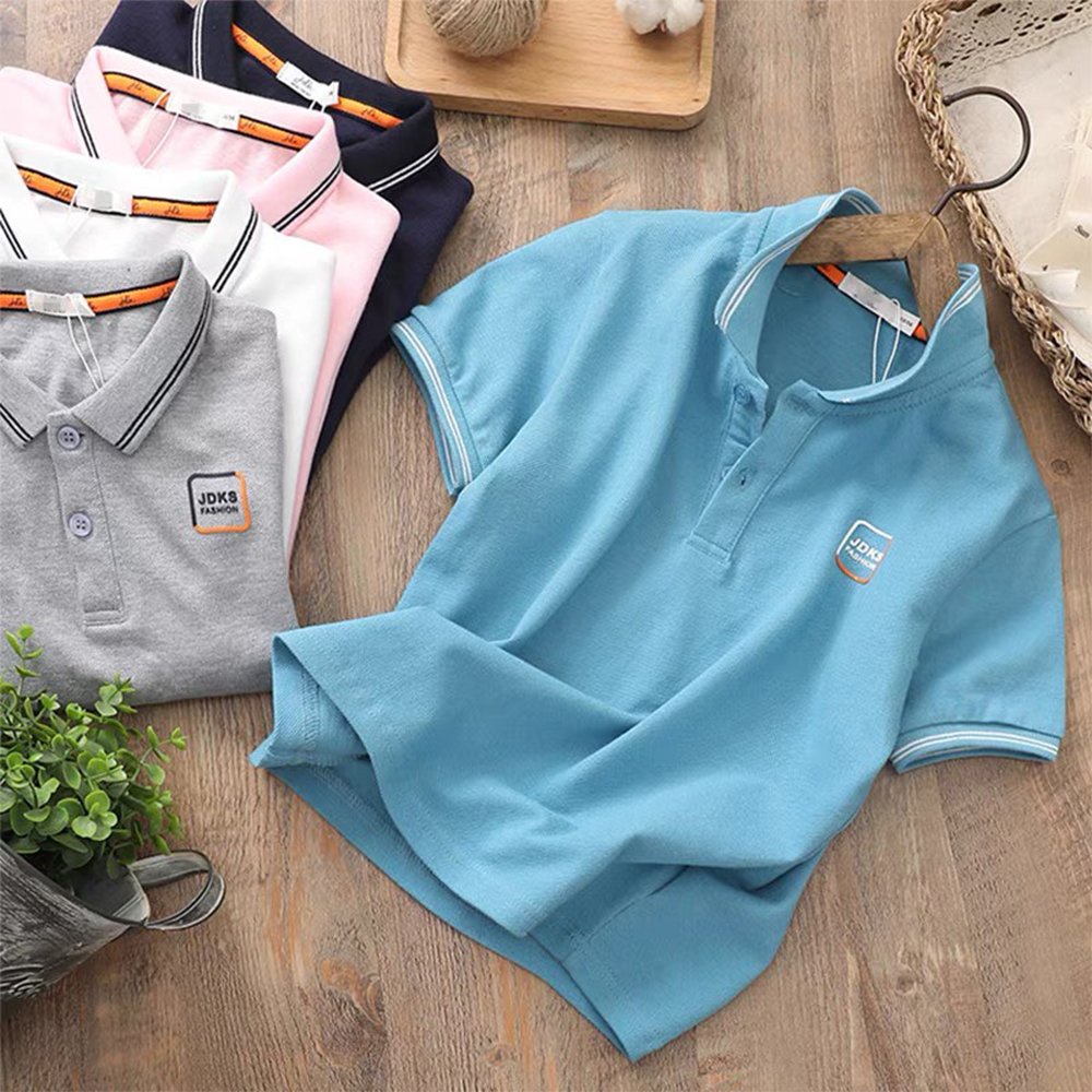 Áo Thun Polo Tay Ngắn Bằng Cotton Thời Trang Mùa Hè Dành Cho Bé Trai size đại đến 65kg - Áo polo Fashion