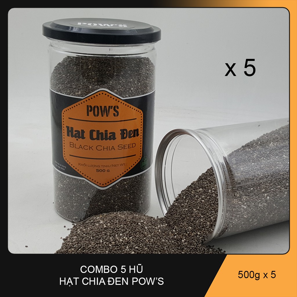 Combo 5 Hạt chia đen Organic 500gr hiệu Pow's