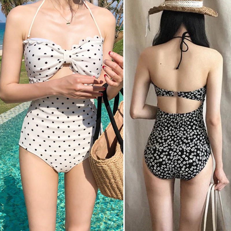 Bộ đồ bơi phối ren hoa hoạ tiết chấm bi thiết kế quyến rũ cho nữ | BigBuy360 - bigbuy360.vn