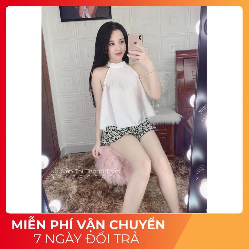Đồ Ngủ Sexy Cổ Yếm Quần Beo, Đồ Ngủ Nữ Chất Satin Cao Cấp 40-60Kg BOYEMBEO | BigBuy360 - bigbuy360.vn