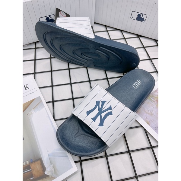 [CHÍNH HÃNG] DÉP MLB NỘI ĐỊA HÀN SỌC NAVY LOGO NY  - MLB CHÍNH HÃNG UNISEX NAM NỮ (HÀNG CÓ SẴN) - CÓ BILL MUA HÀNG