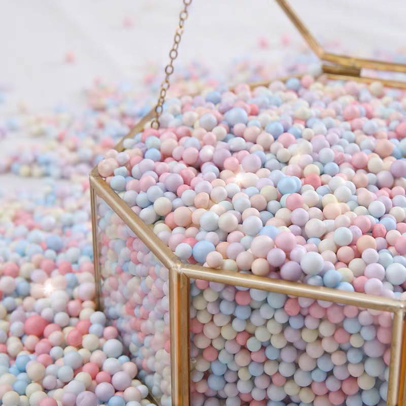 Gói 50/ 100g hạt xốp màu trơn dùng để trang trí hộp quà nhiều màu