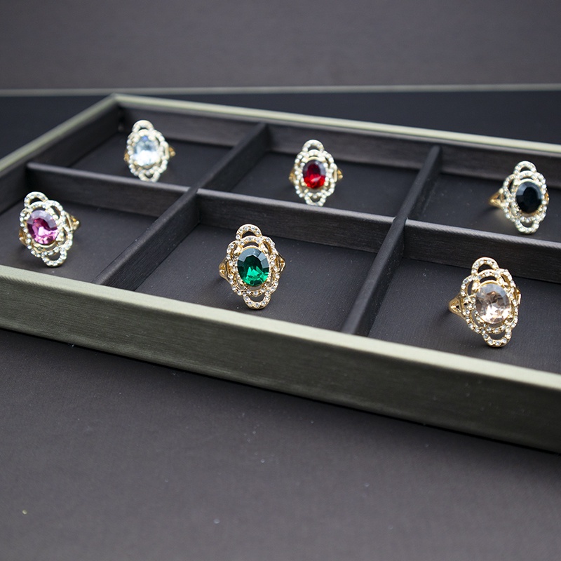 30pcs Nhẫn Đính Kim Cương Nhân Tạo Màu Xanh Dương/Hồng Thời Trang Cho Nữ