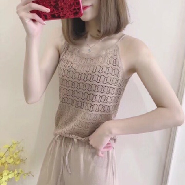 Áo 2 dây montoghi dạng yếm