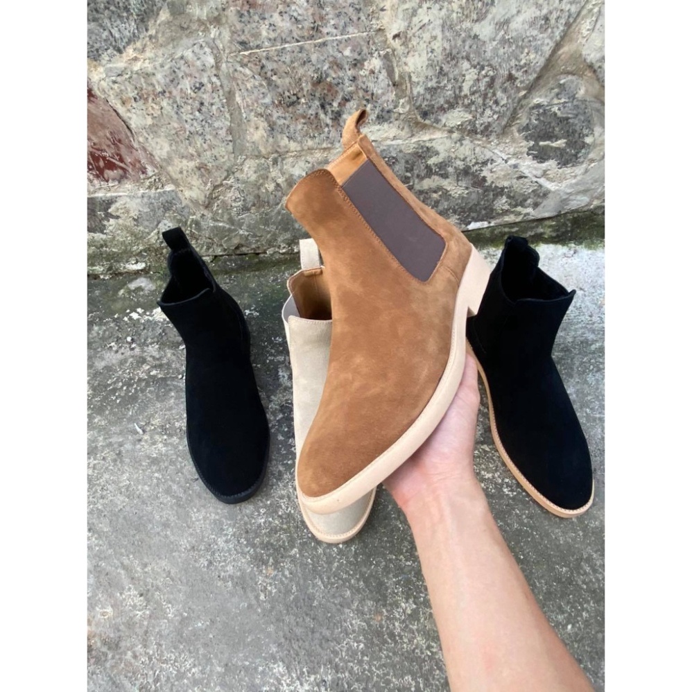 Giày Chelsea boots cao cổ thời trang nam chất liệu da lộn màu nâu đế độn 3.5cm | BigBuy360 - bigbuy360.vn