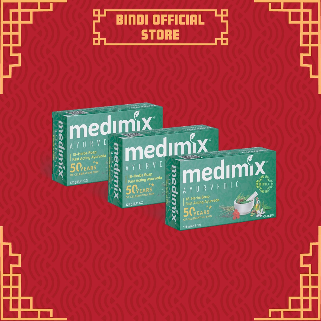 Set 3 Xà Phòng Medimix 18 Loại Thảo dược Ayurveda Tác Động Nhanh 125g/bánh