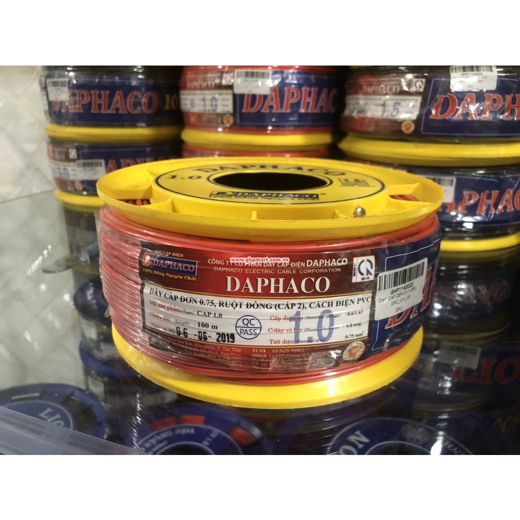 CÁP ĐIỆN ĐƠN DAPHACO CV 1MM2 - ĐEN-CUỘN 100 MÉT