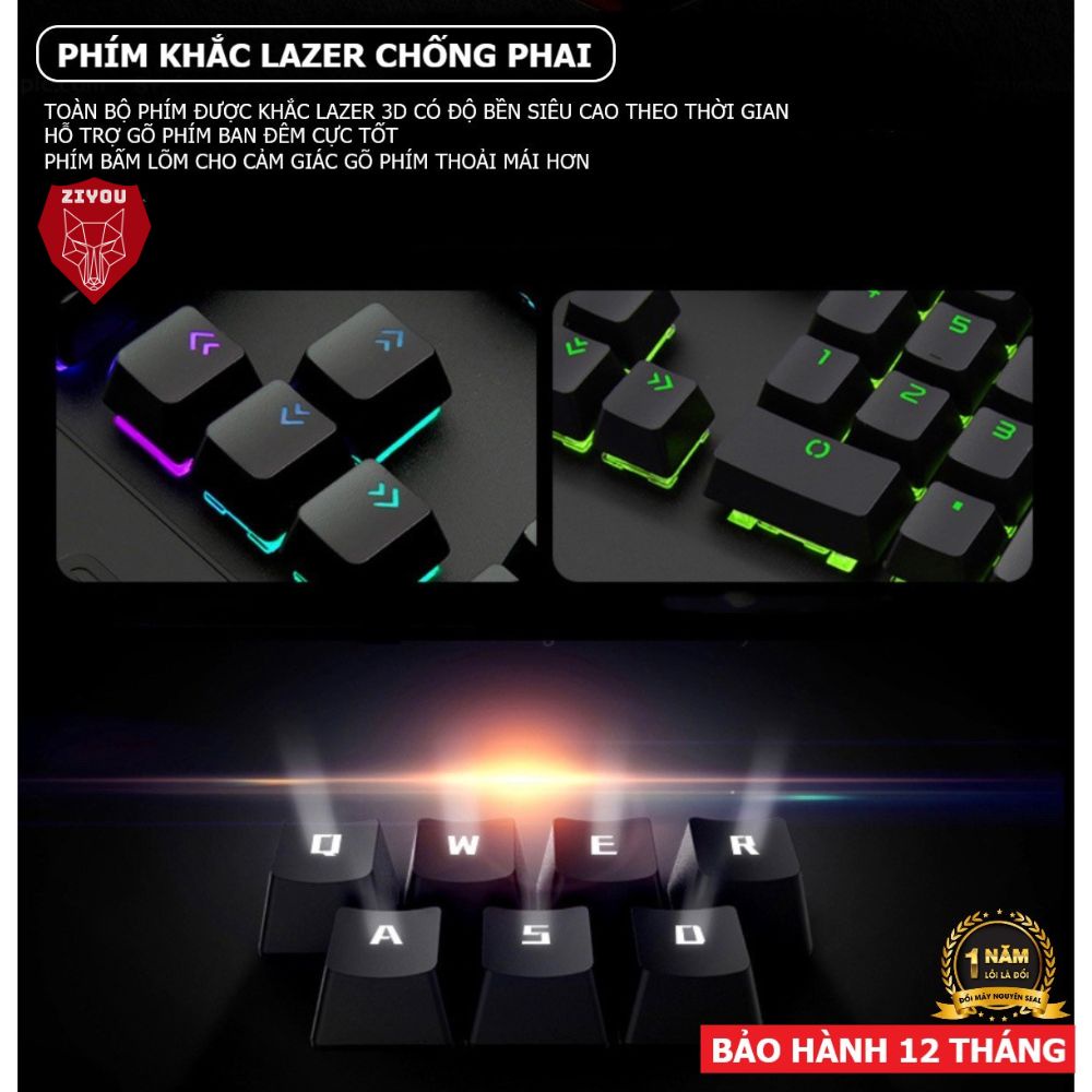 Bàn Phím Cơ Chuyên Game Ziyou K1000 Full Crack 20 Chế Độ Led RGB Cực Đẹp, Phím Full Size, Trục Cơ Blue Switch Cao Cấp