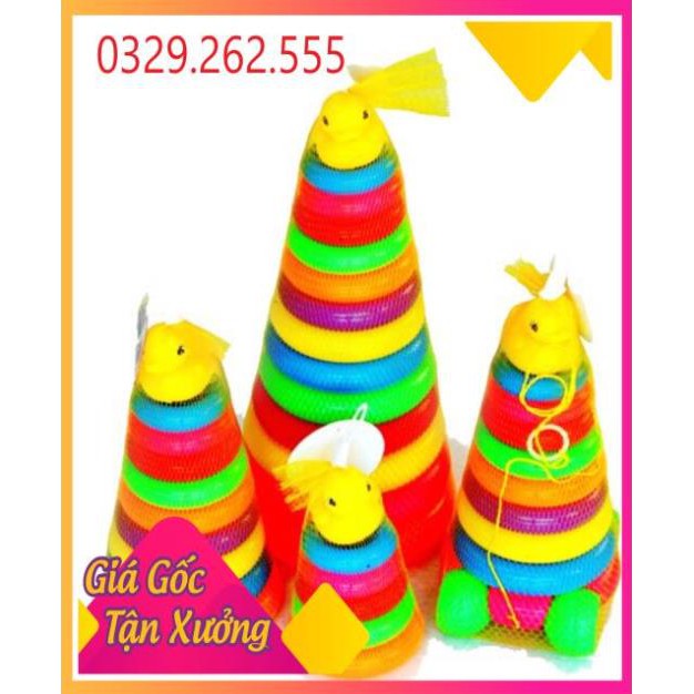 (Sale Khủng)  Tháp vòng xếp chồng hình chú vịt ( cỡ đại 50cm)