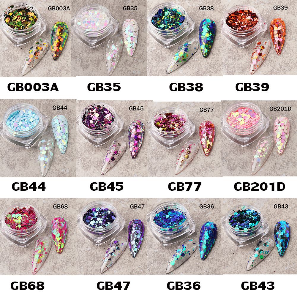 1 Hộp Lá Kim Tuyến Lục Giác Lấp Lánh Trang Trí Móng Tay