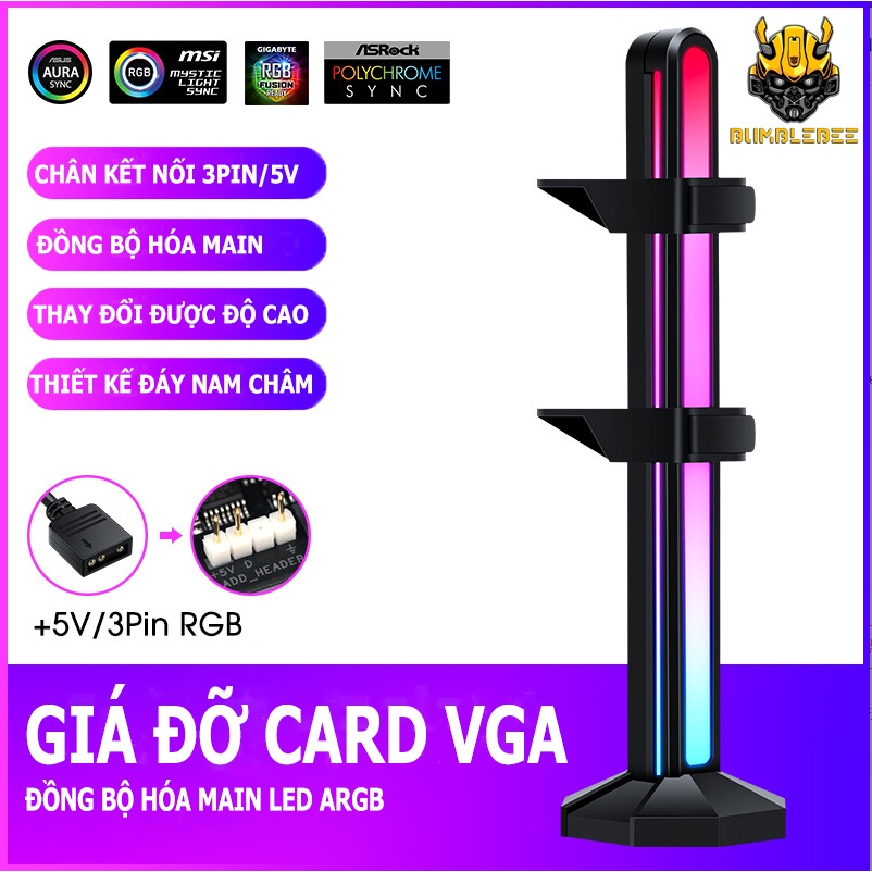 Giá đỡ VGA led ARGB đồng bộ main - Màu Hồng