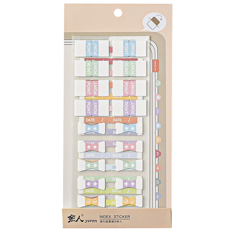 Bộ 8 Giấy Dán Ghi Chú Hai Mặt Màu Macaron Phong Cách Retro