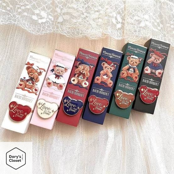 [CÓ SẴN] [Chính hãng] Son Teddy Bear thỏi vuông vỏ gấu Flower Knows date xa bản mới nhất