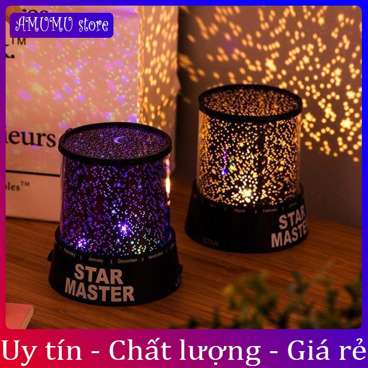 Đèn ngủ chiếu sao 4 bóng LED hình trụ chiếu sáng hình trời sao kèm dây sạc