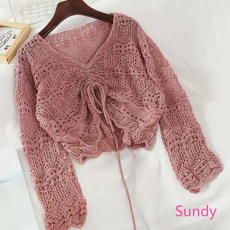 Áo crop top cổ chữ V phối dây rút thời trang phong cách Hàn Quốc cho nữ