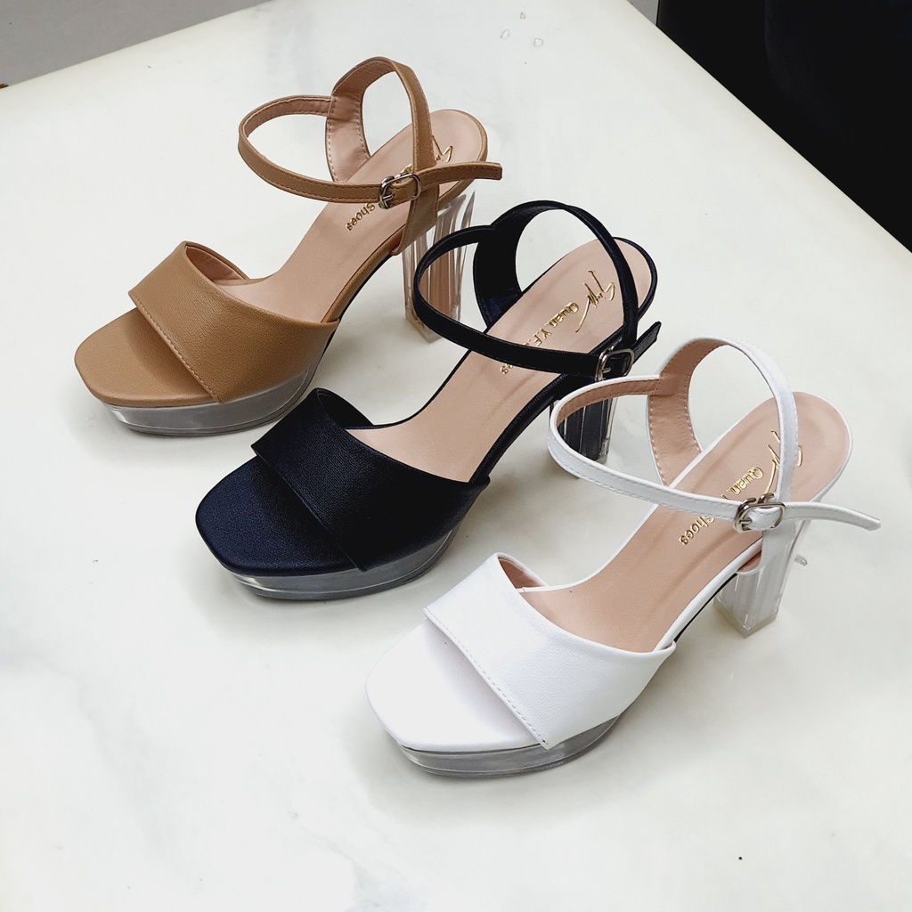 Giày Sandal Cao Gót Nữ 💥GIÀY CÔ DÂU - ĐI TIỆC💥 Đế Vuông 12 Phân Da Mờ T102