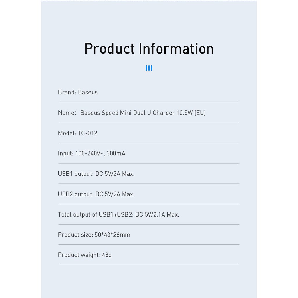 CHÍNH HÃNG_Củ sạc nhanh BASEUS 2 cổng USB 10.5W 5V 2A cho IPad iPhone 11 Pro X 8 7 Plus Xs Max Samsung Xiaomi