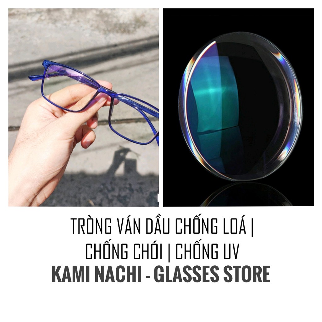 Tròng kính cận ván dầu chống lóa Kami Nachi, chống chói, chống UV400 - Tròng kính Thái Lan (có độ loạn)