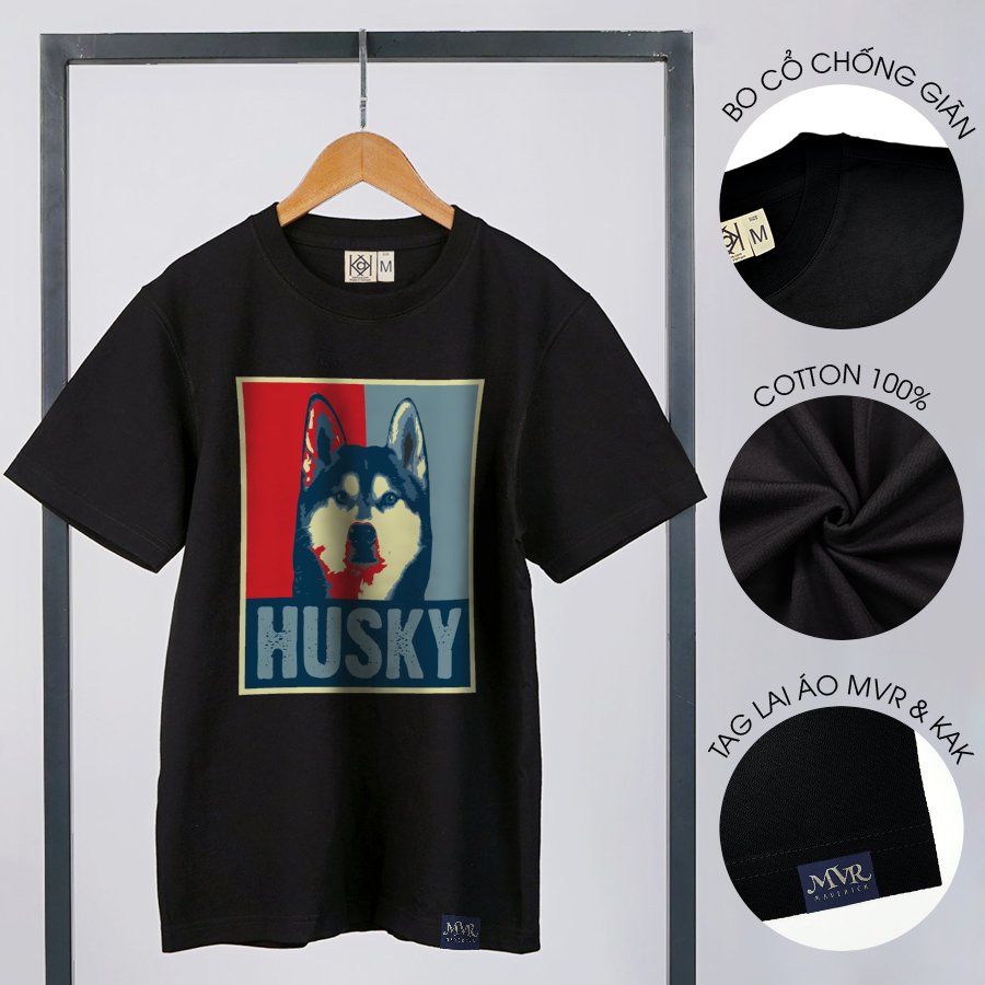 Áo thun nam nữ tay lỡ Chú chó Husky dễ thương cho sen iu boss MVR  KK3839
