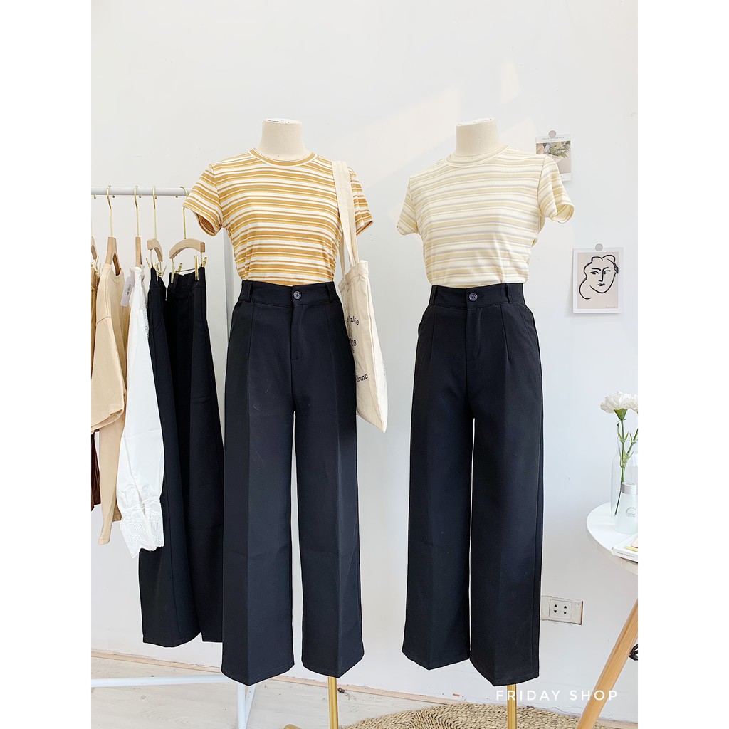 Quần culottes cạp cao dáng xuông ống rộng chất tuyết mưa không xù Friday | BigBuy360 - bigbuy360.vn