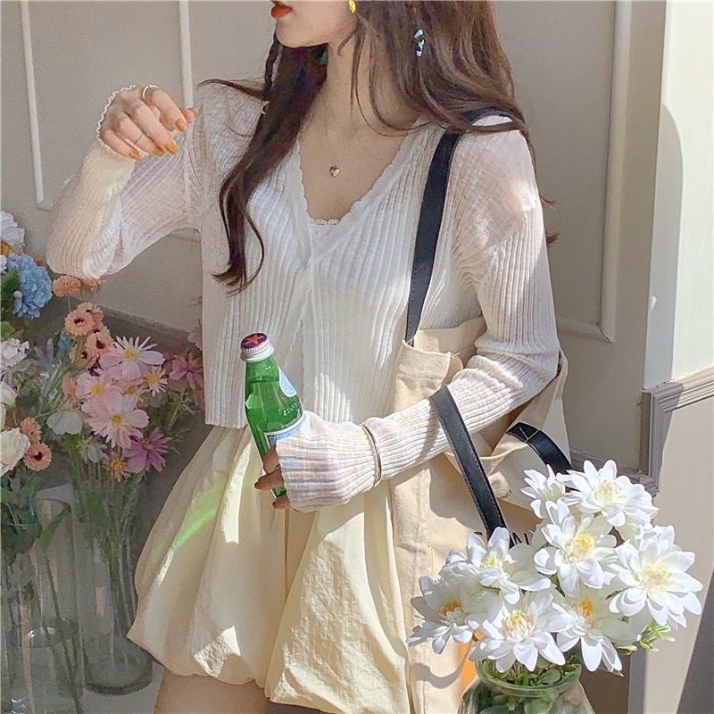 Áo Khoác Mỏng 1 Cúc Chất Len Tăm Màu Phấn Cực Xinh ♥️N.C.Store♥️ Oder Đầm Đẹp Nguyên Cua