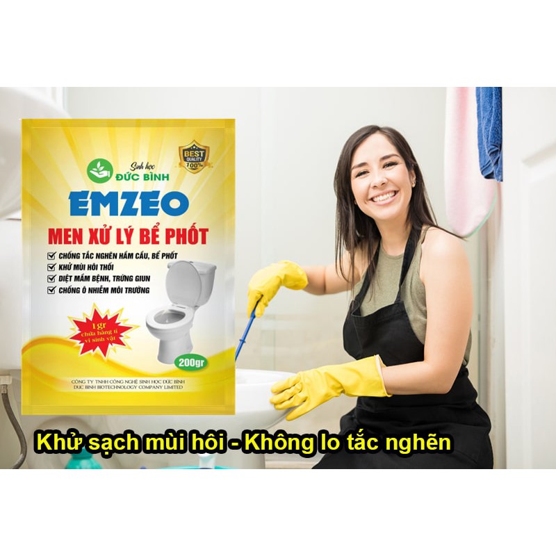 Chế phẩm vi sinh men xử lý bể phốt EMZEO - khử mùi hôi chống tắc nghẽn bể phốt, hầm cầu, nhà vệ sinh tốt nhất hiện nay