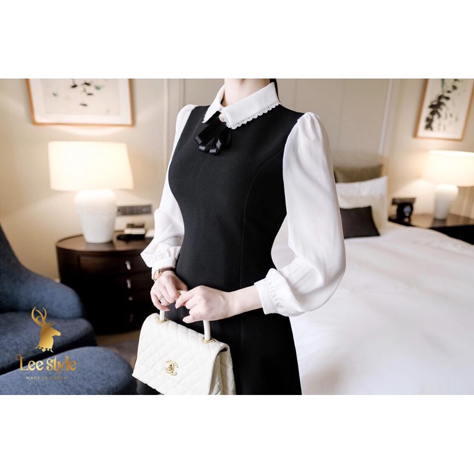 Đầm Xòe Cổ Trụ Cột Nơ Hàng Thiết Kế Thời Trang Esther Fashion | BigBuy360 - bigbuy360.vn