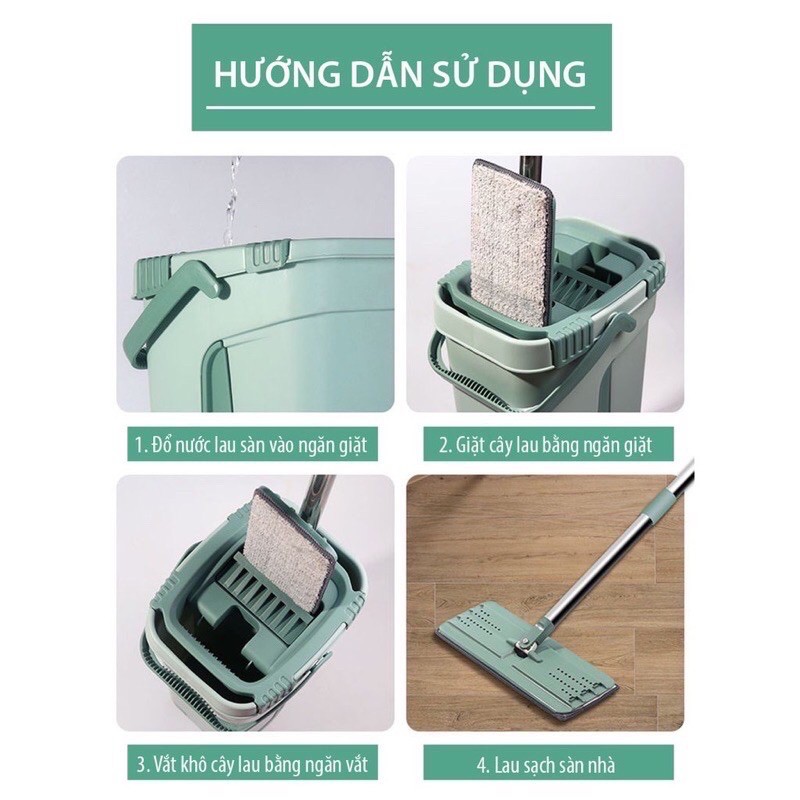 bộ lau nhà thông minh 2 ngăn giặt vắt cao cấp- siêu chắc chắn bản 33x12cm