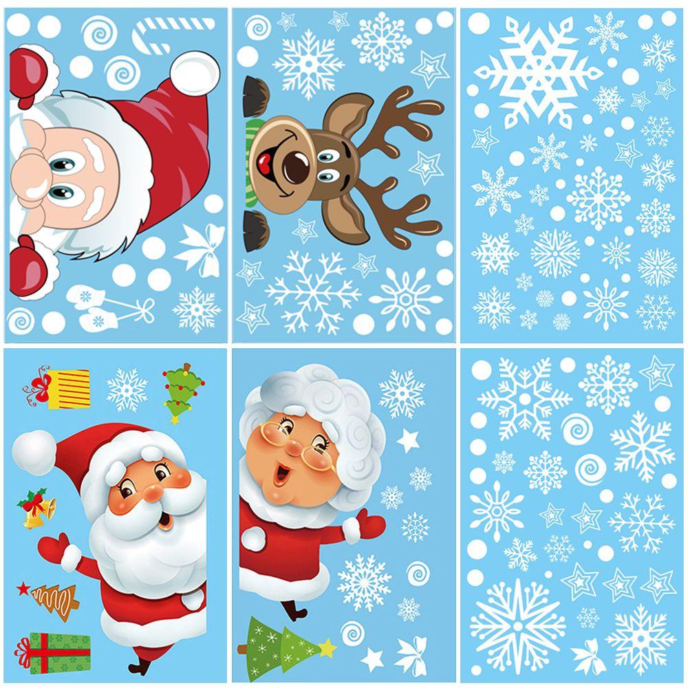 Miếng Dán Cửa Sổ Tĩnh Điện Họa Tiết Ông Già Noel Tuần Lộc Trang Trí Giáng Sinh