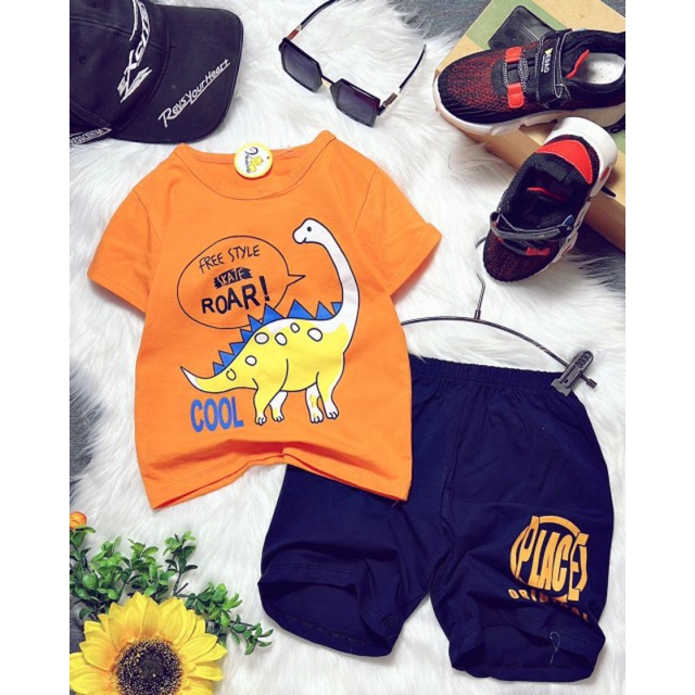 Bộ tay ngắn quần đùi bé trai thun cotton 4 chiều