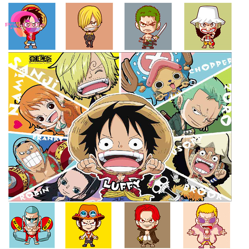 Bộ tranh đính đá 5D họa tiết hoạt hình One Piece Luffy dễ thương DIY 30x30CM/40x30CM