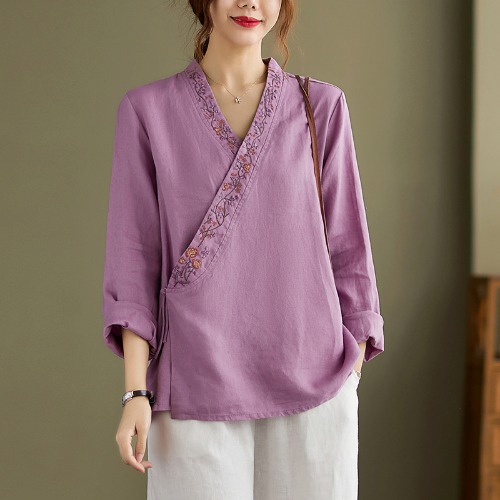 Áo kiểu sườn xám tay dài size lớn phong cách mới thời trang CAL1540