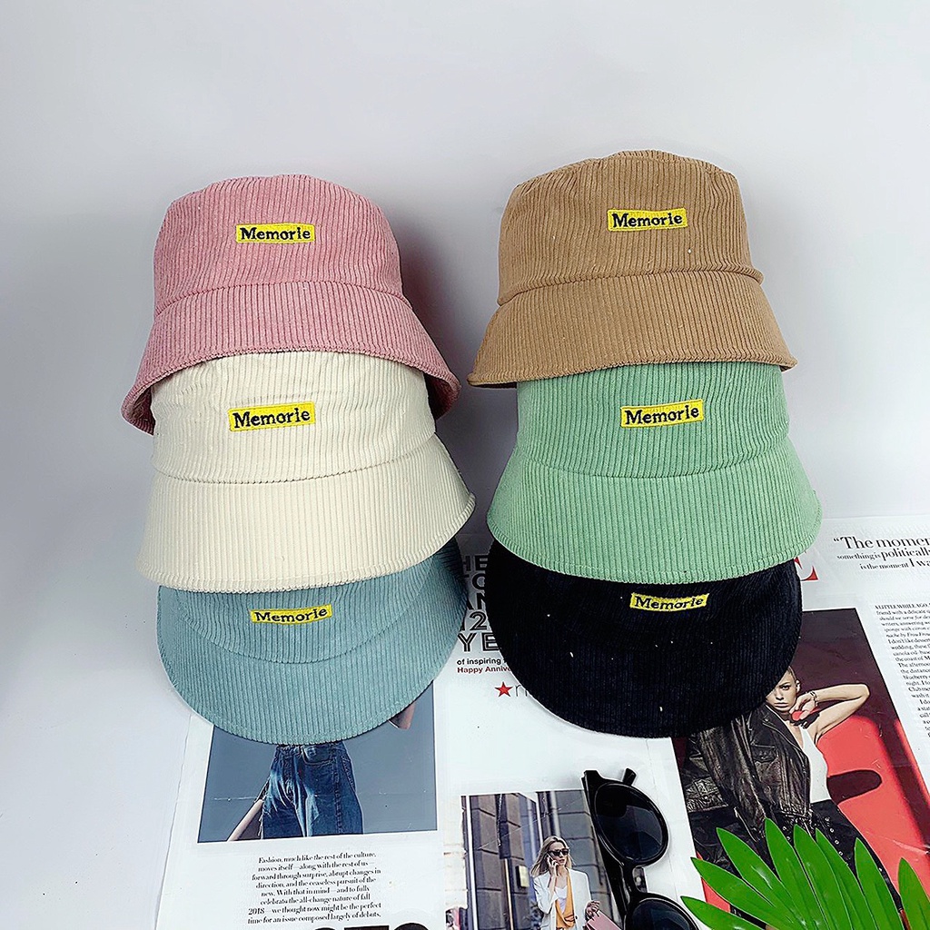 Mũ bucket HAZIN thêu chữ vành nón cụp nhung nhiều màu phong cách Unisex phù hợp cả nam nữ