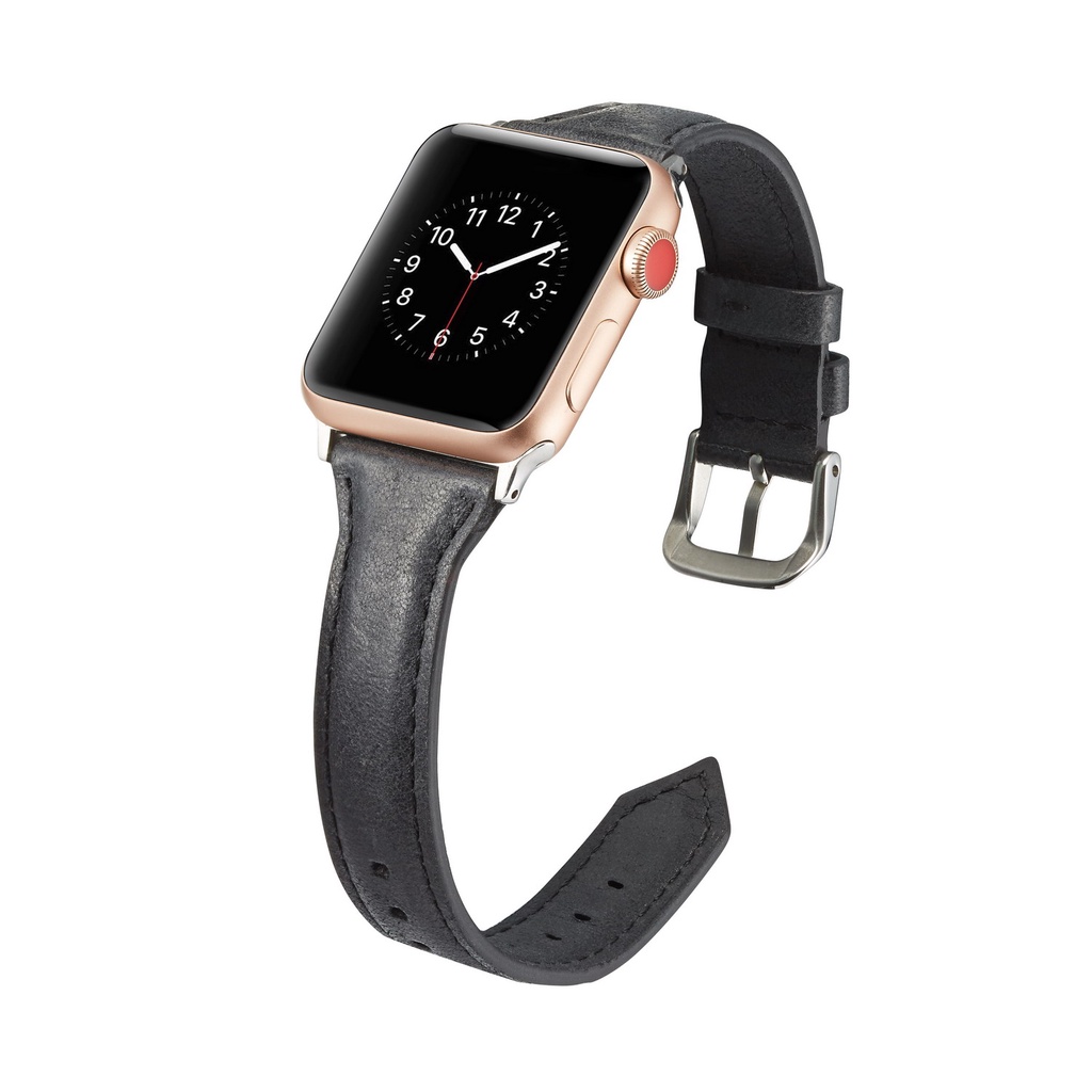 Dây đeo bằng da màu trơn cho đồng hồ thông minh Apple watch 6 Se