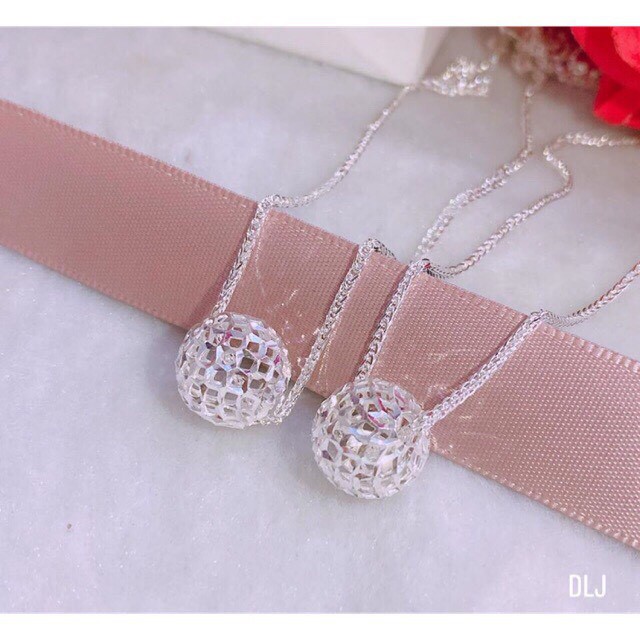 Dây chuyền nữ bạc thật mặt cầu phay LINH MIU SILVER