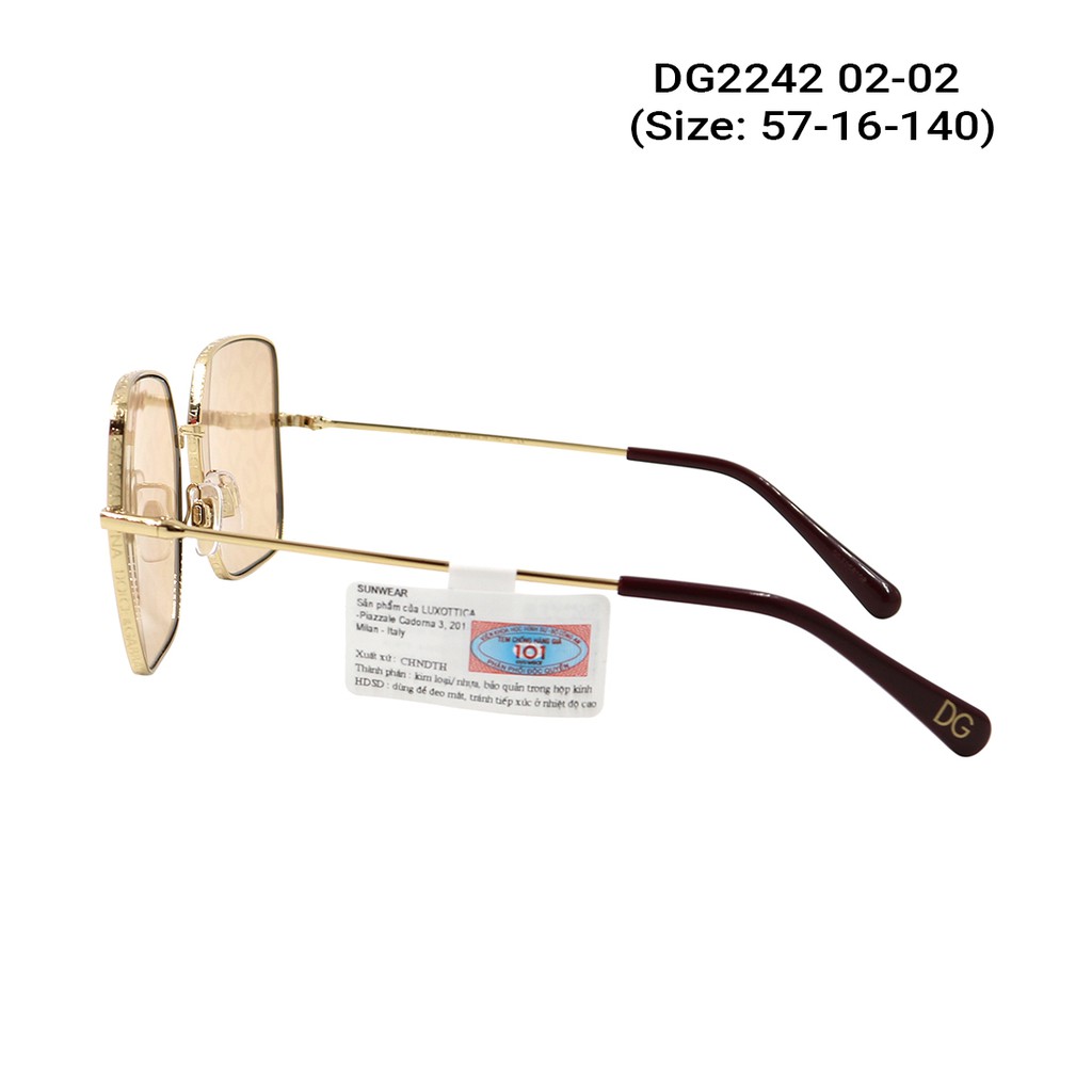 Kính mát chính hãng Dolce Gabbana DG2242 màu sắc thời trang, thiết kế dễ đeo bảo vệ mắt