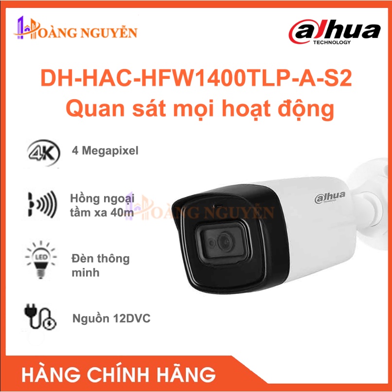 [NHÀ PHÂN PHỐI] Camera HDCVI 4.0MP Megapixel Dahua DH-HAC-HFW1400TLP-A-S2- Hàng Chính Hãng