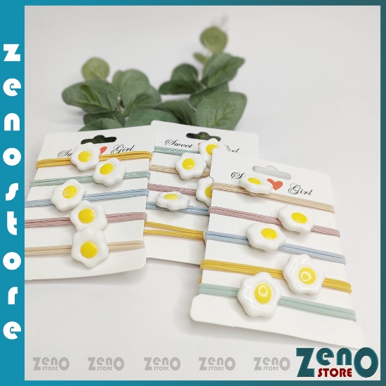 Set 5 dây buộc tóc  Dây Cột Tóc, Chun Buộc Tóc Trứng Ốp la Nhiều Màu PT38