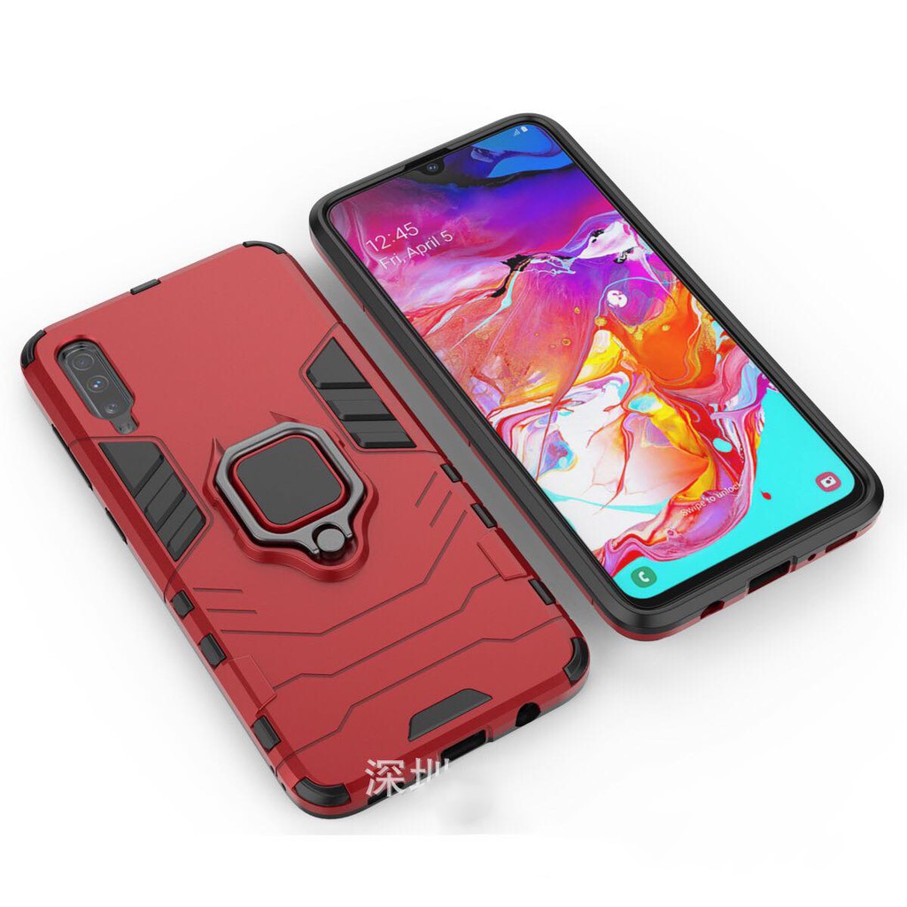 Ốp lưng Samsung Galaxy A70 chống sốc Iron Man gắn giá đỡ iring hỗ trợ xem video, chống va đập mạnh