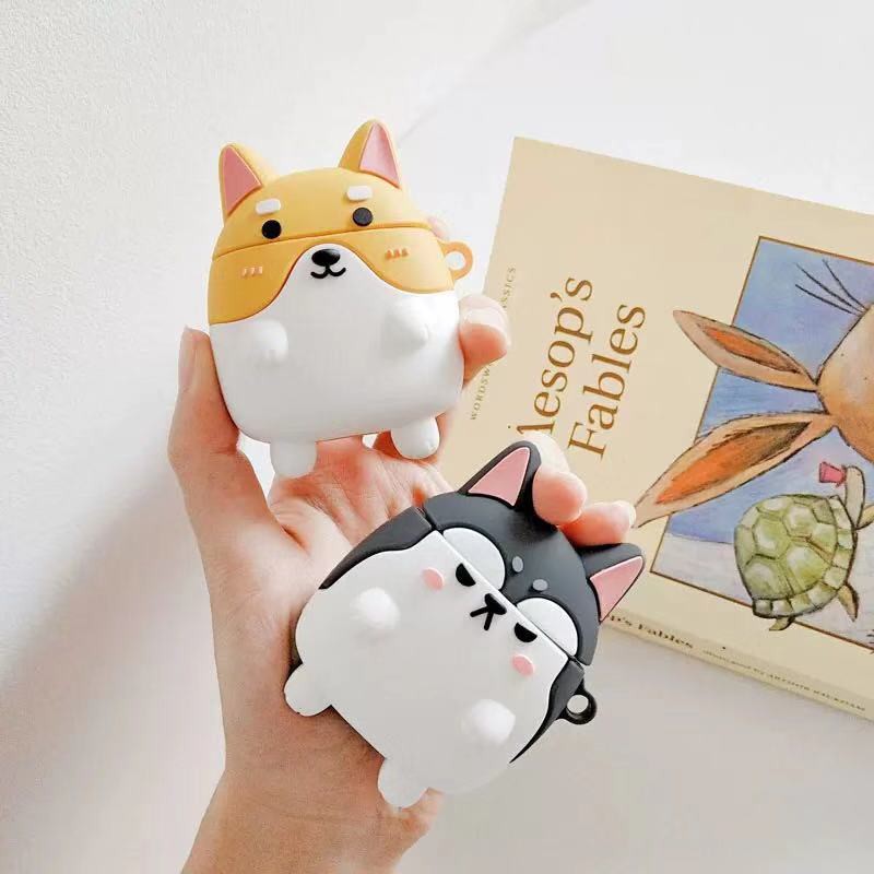 Vỏ silicone bảo vệ hộp đựng tai nghe Airpods họa tiết chó corgi và shiba