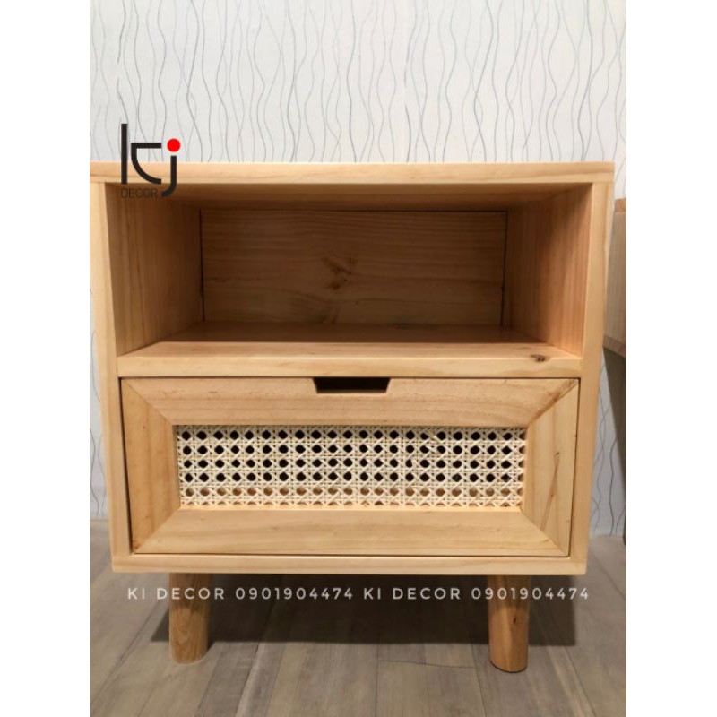 [TK001] - KỆ TỦ ĐẦU GIƯỜNG MÂY ĐAN MẮT CÁO KI DECOR SIZE 50X35X55CM | BigBuy360 - bigbuy360.vn