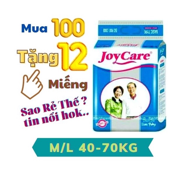 [Mua100+Tặng 12M] Tã người già Joycare,Bỉm người lớn giá rẻ siêu tiết kiệm chất lượng tốt size ML112(40-70kg)