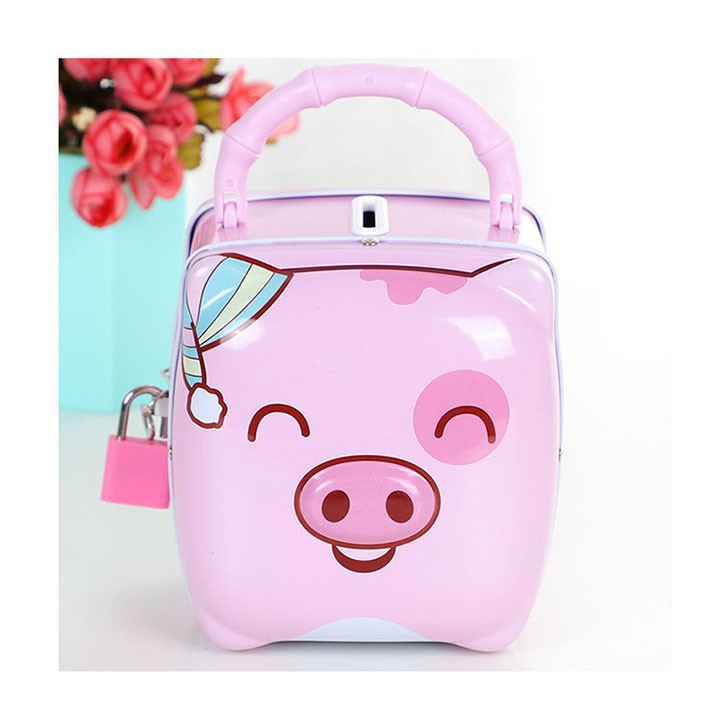 Heo, Lợn tiết kiệm tiền bằng sắt có khóa đáng yêu cho bé