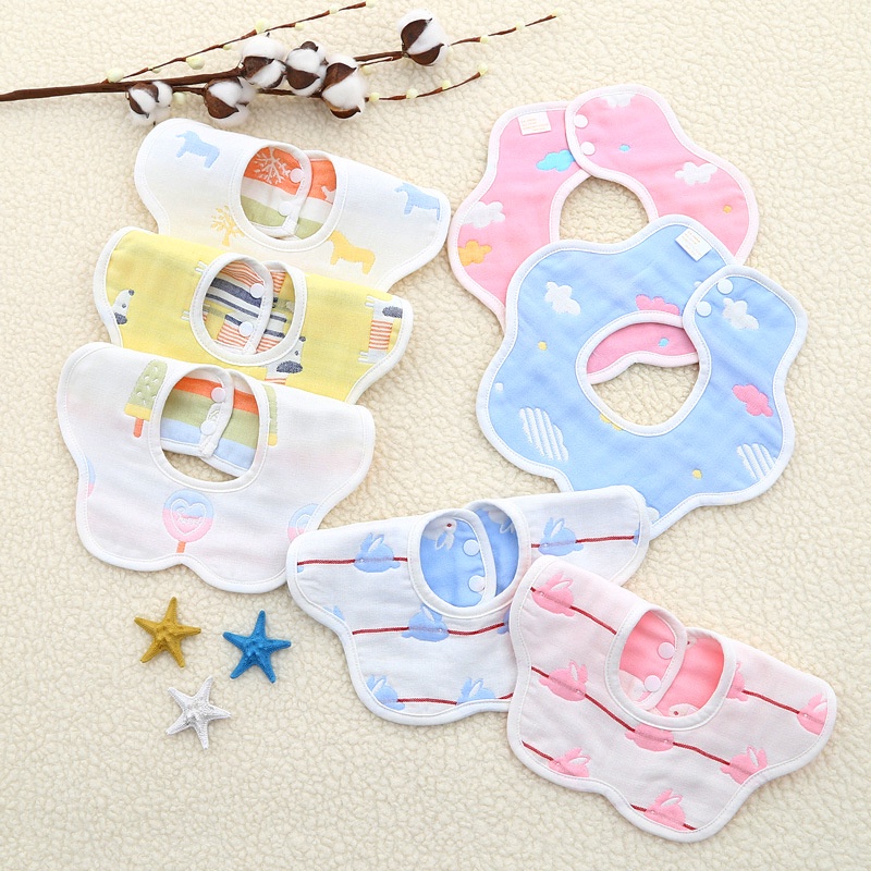 Yếm xô, yếm dãi 6 lớp 100% cotton dày mịn cho bé